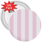 Vertical Stripes - White and Piggy Pink 3  Button (100 pack)