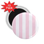 Vertical Stripes - White and Piggy Pink 2.25  Magnet (10 pack)