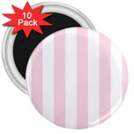 Vertical Stripes - White and Piggy Pink 3  Magnet (10 pack)