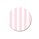Vertical Stripes - White and Piggy Pink Magnet 3  (Round)