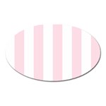 Vertical Stripes - White and Piggy Pink Magnet (Oval)