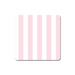 Vertical Stripes - White and Piggy Pink Magnet (Square)