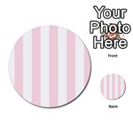 Vertical Stripes - White and Piggy Pink Multi-purpose Cards (Round)