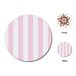 Vertical Stripes - White and Piggy Pink Playing Cards (Round)