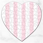 Vertical Stripes - White and Piggy Pink Jigsaw Puzzle (Heart)