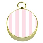Vertical Stripes - White and Piggy Pink Gold Compass