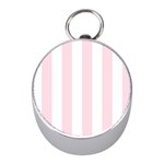 Vertical Stripes - White and Piggy Pink Silver Compass (Mini)