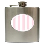 Vertical Stripes - White and Piggy Pink Hip Flask (6 oz)