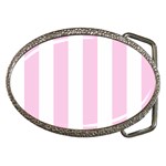 Vertical Stripes - White and Classic Rose Pink Belt Buckle
