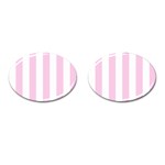 Vertical Stripes - White and Classic Rose Pink Cufflinks (Oval)