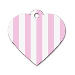 Vertical Stripes - White and Classic Rose Pink Dog Tag Heart (One Side)