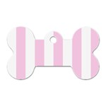 Vertical Stripes - White and Classic Rose Pink Dog Tag Bone (One Side)