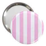 Vertical Stripes - White and Classic Rose Pink 3  Handbag Mirror