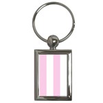 Vertical Stripes - White and Classic Rose Pink Key Chain (Rectangle)