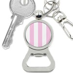 Vertical Stripes - White and Classic Rose Pink Bottle Opener Key Chain