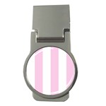 Vertical Stripes - White and Classic Rose Pink Money Clip (Round)