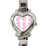 Vertical Stripes - White and Classic Rose Pink Heart Italian Charm Watch