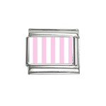 Vertical Stripes - White and Classic Rose Pink Italian Charm (9mm)