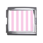 Vertical Stripes - White and Classic Rose Pink Mega Link Italian Charm (18mm)