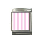 Vertical Stripes - White and Classic Rose Pink Italian Charm (13mm)