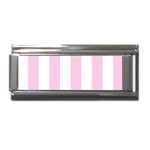 Vertical Stripes - White and Classic Rose Pink Superlink Italian Charm (9mm)