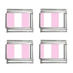 Vertical Stripes - White and Classic Rose Pink 9mm Italian Charm (4 pack)