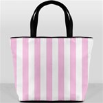 Vertical Stripes - White and Classic Rose Pink Bucket Bag