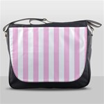 Vertical Stripes - White and Classic Rose Pink Messenger Bag