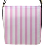 Vertical Stripes - White and Classic Rose Pink Flap Closure Messenger Bag (S)