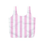 Vertical Stripes - White and Classic Rose Pink Full Print Recycle Bag (S)