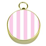 Vertical Stripes - White and Classic Rose Pink Gold Compass
