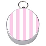 Vertical Stripes - White and Classic Rose Pink Silver Compass