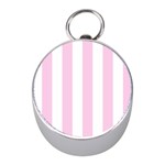 Vertical Stripes - White and Classic Rose Pink Silver Compass (Mini)