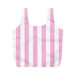 Vertical Stripes - White and Cotton Candy Pink Full Print Recycle Bag (M)