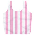 Vertical Stripes - White and Cotton Candy Pink Full Print Recycle Bag (XL)