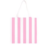 Vertical Stripes - White and Cotton Candy Pink Grocery Light Tote Bag