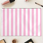 Vertical Stripes - White and Cotton Candy Pink Cosmetic Bag (XXL)