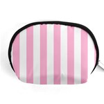 Vertical Stripes - White and Cotton Candy Pink Accessory Pouch (Medium)