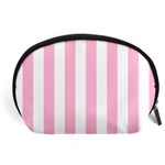 Vertical Stripes - White and Cotton Candy Pink Accessory Pouch (Large)