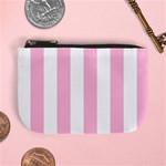 Vertical Stripes - White and Cotton Candy Pink Mini Coin Purse