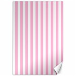 Vertical Stripes - White and Cotton Candy Pink Canvas 12  x 18 