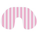 Vertical Stripes - White and Cotton Candy Pink Travel Neck Pillow