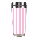 Vertical Stripes - White and Cotton Candy Pink Stainless Steel Travel Tumbler