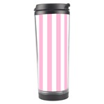 Vertical Stripes - White and Cotton Candy Pink Travel Tumbler