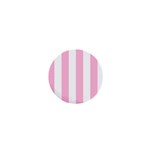 Vertical Stripes - White and Cotton Candy Pink 1  Mini Button