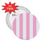 Vertical Stripes - White and Cotton Candy Pink 2.25  Button (10 pack)