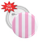 Vertical Stripes - White and Cotton Candy Pink 2.25  Button (100 pack)