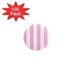 Vertical Stripes - White and Cotton Candy Pink 1  Mini Magnet (100 pack)