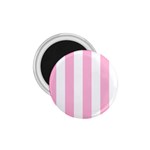 Vertical Stripes - White and Cotton Candy Pink 1.75  Magnet