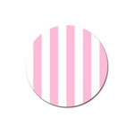 Vertical Stripes - White and Cotton Candy Pink Magnet 3  (Round)